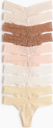 H&M 10er-Pack Tangas aus Spitze - Hellgelb/Dunkelbeige
