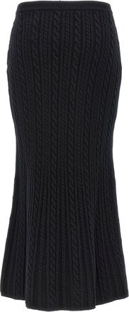 Alessandra Rich Cable-Knit Wool Skirt - Black