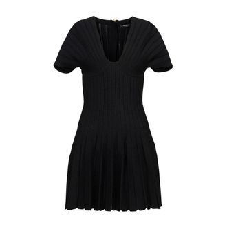 Balmain Abito corto in maglia plissettato - - Dresses - Donna - Nero - M