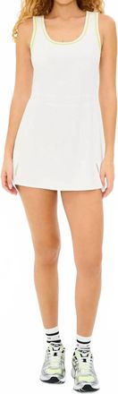 SPLITS59 Martina Rigor Dress With Piping In White/chartreuse