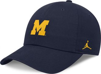 Nike Jordan Mens Michigan Classic Club Jordan Brand College Adjustable Hat in Blue | JC0141SMWN-HAP