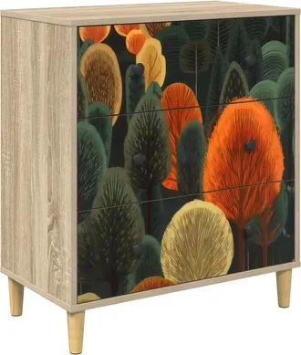 vidaXL Cajonera Zaandam Impresi&oacute;n De Bosque 66 X 36,5 X 75 Cm Sonoma Vidaxl