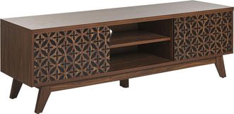 Beliani Mueble Tv Madera Oscura Mdf Dise&ntilde;o Puertas Sala De Estar Orificio Para Gesti&oacute;n De Cables Prescot