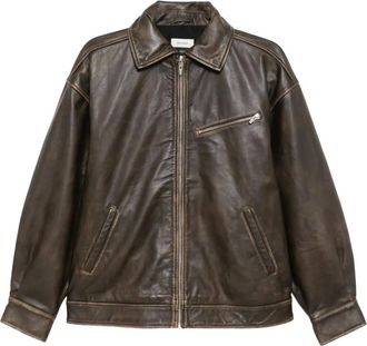 Reformation JKT Veda bomber - women - Calf Leather/Recycled Polyester - S - Brown