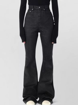 Rick Owens denim high-rise slim-fit flared trousers