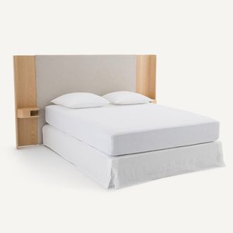 AM.PM Eiken gefineerd hoofdbord met ge&iuml;ntegreerde nachtkastjes Abbas