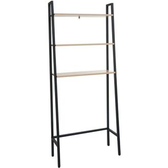 Hhg Hhg - Estanter&iacute;a De Pie 696, Estanter&iacute;a De Ba&ntilde;o Estanter&iacute;a Para Lavadora Estanter&iacute;a Escalera, Industrial Metal Madera 155x64x25cm, Natural