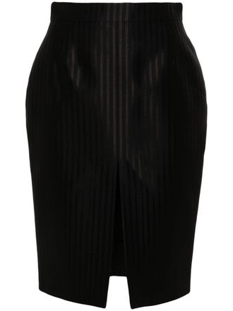 Saint Laurent Kokerrok met krijtstreep - Zwart