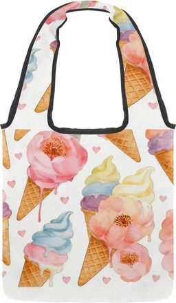 Generic Petal Cone Party Reversible Canvas Shoulder Tote - Double-Sided Print, 12oz Cotton, 27cm Drop, Fold-Flat Bag for Travel, Shopping, Street Outings