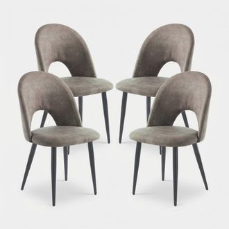 Oresteluchetta Juego De 4 Sillas De Cocina Modernas Tapizadas En Cuero Sint&eacute;tico Envejecido Bounty Old Stock - Gris