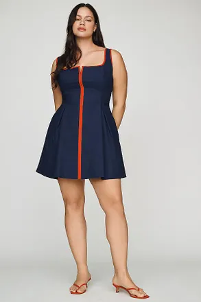 Maeve Arlette Square-Neck Piped Mini Dress by Maeve