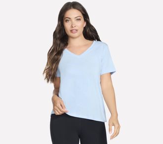 Skechers T-Shirt SKECHERS, Damen, Gr. XXL (50/52), blau (brunnera blau), Obermaterial: 92% Baumwolle, 8% Elasthan, Shirts T-Shirt