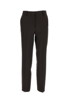 P.A.R.O.S.H. Brown Stretch Wool Straight-Leg Pants