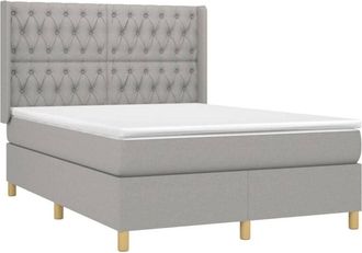 vidaXL Vidaxl - Cama Box Spring Colch&oacute;n Y Luces Led Tela Gris Claro 140x200 Cm