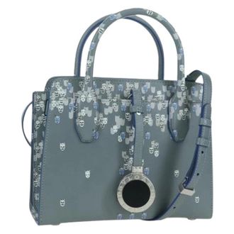 Bulgari Pre-owned Vintage Handtas - Dames - Pre-owned - Blauw - Maat: ONE Size Leer