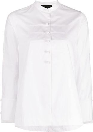 Shiatzy Chen band-collar poplin shirt - women - Cotton/Cotton - 42 - White