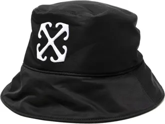 Off-white logo-embroidered bucket hat - women - Polyester - S - Black