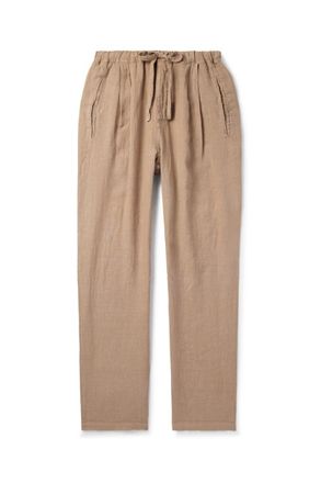 Massimo Alba Straight-Leg Pleated Linen Drawstring Trousers