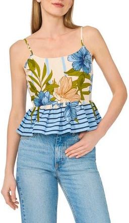 Halogen Peplum Border Tank in Eggnog at Nordstrom Rack, Size X-Small