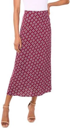 Halogen Side Slit Midi Skirt in Earth Red Geo at Nordstrom Rack, Size X-Large