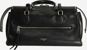 Dolce & Gabbana Womens Calfskin Shoulder Bag With Charm Black