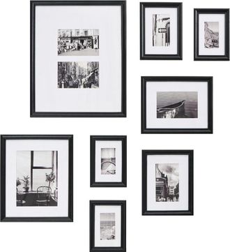Beliani Beliani - Conjunto De 8 Marcos De Mdf Negro Fotos Im&aacute;genes Varios Tama&ntilde;os Ganchos Galer&iacute;a Moderno Garango