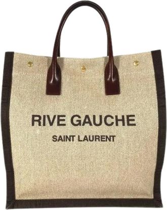 Saint Laurent Pre-owned Tote Bags, female, Brown, Size: ONE SIZE Pre-owned Linen Tote
