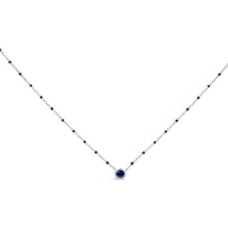 House of Brilliance Sterling Silver Created Sapphire Bead Chain Necklace 18 Inch at Nordstrom