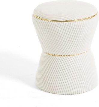 Siediti Fuori e Dentro Puff terciopelo de pana blanco