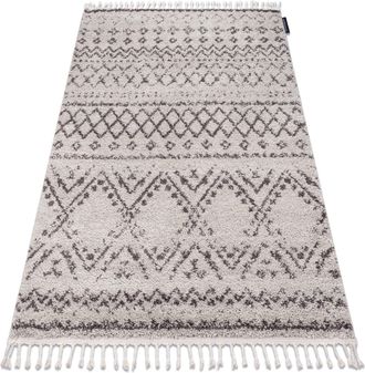 RugsX Rugsx - Alfombra Berber Rabat G0526 Crema/marr&oacute;n Franjas Bereber Marroqu&iacute; Shaggy Beige 180x270 Cm