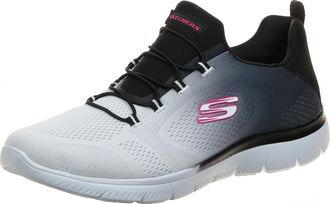 Skechers Womens Summits Bright Charmer Sneaker, Black & White Mesh/Trim, 6.5 UK