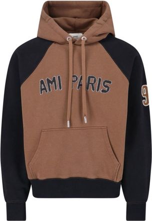 Ami Two-Tone Hoodie With Stitched Branding And Embroidered Detail