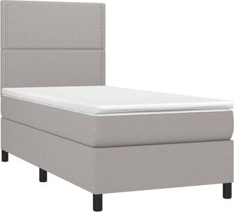 vidaXL Cama Box Spring Con Colch&oacute;n Tela Gris Claro 90x190 Cm Vidaxl