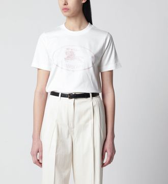 Burberry White T-shirt with Knight Stamp