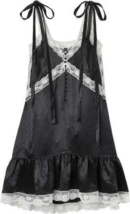 Marc Jacobs Kleedjes, Dames, Zwart, L, Satijn, Satin Kant Slip Midi Jurk