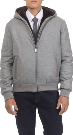 Gorski Mens Wool And Cashmere Jacket with Genuine Shearling Lining in Gray/brown at Nordstrom, Size Xx-Large