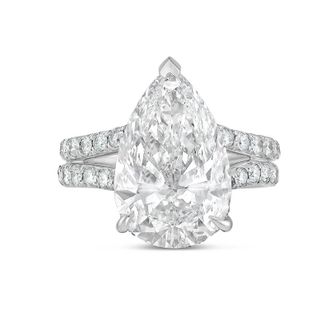 Diana M. Jewels Platinum 5ct lab grown pear diamond Micropav&eacute; Split Shank Ring