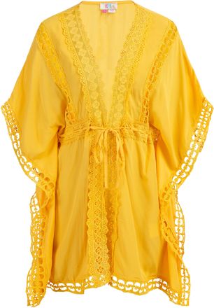 Izia Kimono met gaatjeskant Dames geel