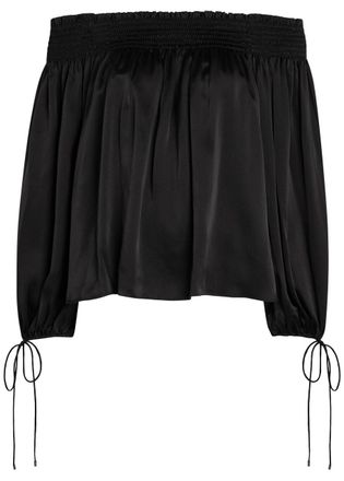 Chlo&eacute; Off-the-shoulder Silk top - Black - 34 (UK6 / XS)