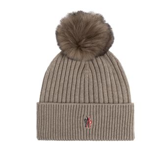 Moncler Grenoble Apr&egrave;s-Ski Beanie - Dames - Hoeden - Beige - ONE Size - Kasjmier - Accessoires
