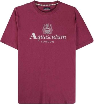 Aquascutum Heren Active T-Shirt met groot logo (Bourgondië)