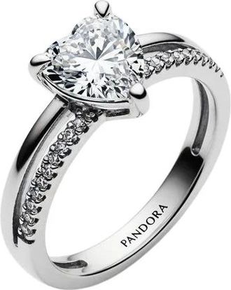 Pandora Heart Zirconias Ring - female - Pandora - Rings - Gray - 50 MM - Accessories