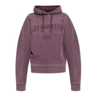 Dsquared2 Sweatshirt met logo - Dames - Hoodies - Paars - S - Katoen - Hoodies & sweatvesten