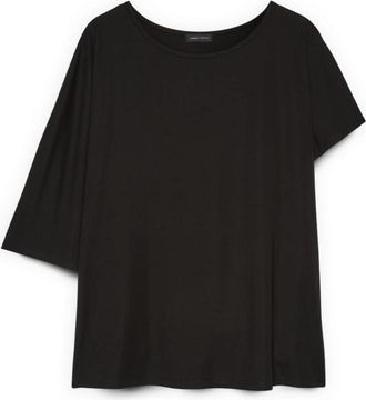 Fiorella Rubino Asymmetrisch T-shirt met mouw - Dames - Blouses - Zwart - L - Nylon - Overhemden