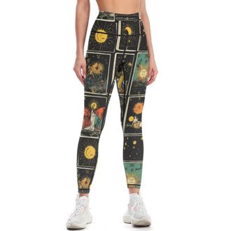 Generic Tarot Cards Trendy Leggings for Women Yoga Pants High Waisted Workout Trousers Compression