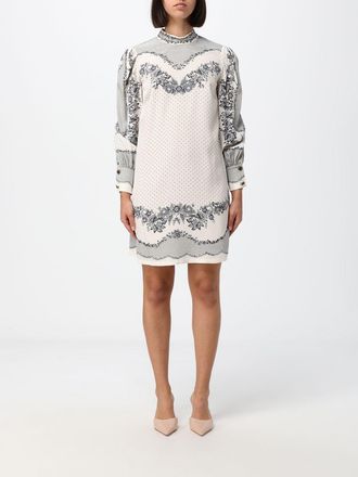 Twinset Floral and Polka-Dot Print Viscose Sheath Mini Dress