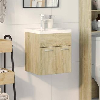 Berkfield Home Durable 2 Piece Bathroom Furniture Set Sonoma Oak Engineered Wood in Light Brown