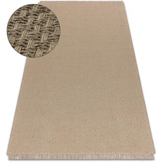 RugsX Rugsx - Alfombra jute 3731 beige obscuro uniforme - yute, tejido plano, flecos beige 80x150 cm