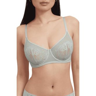 Skarlett Blue Amour Lace Full Coverage Minimizer Bra in Mint Blue at Nordstrom, Size 36Ddd
