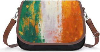 Generic Irish Ireland Flag Watercolor Crossbody Bags for Women Fashion Leather Shoulder Handbags With Adjustable Strap
